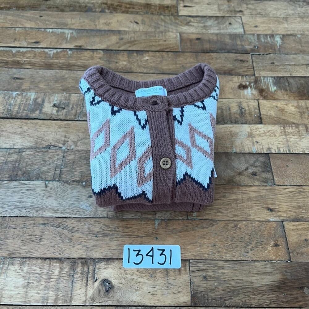 Grayson mini Baby Brown Fair Isle Knit Cardigan Sweater & Pants 2-Piece 18M NWT - Picture 13 of 13